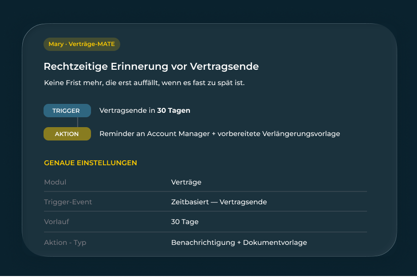 Rechtzeitige Erinnerung vor Vertragsende Autoamtion